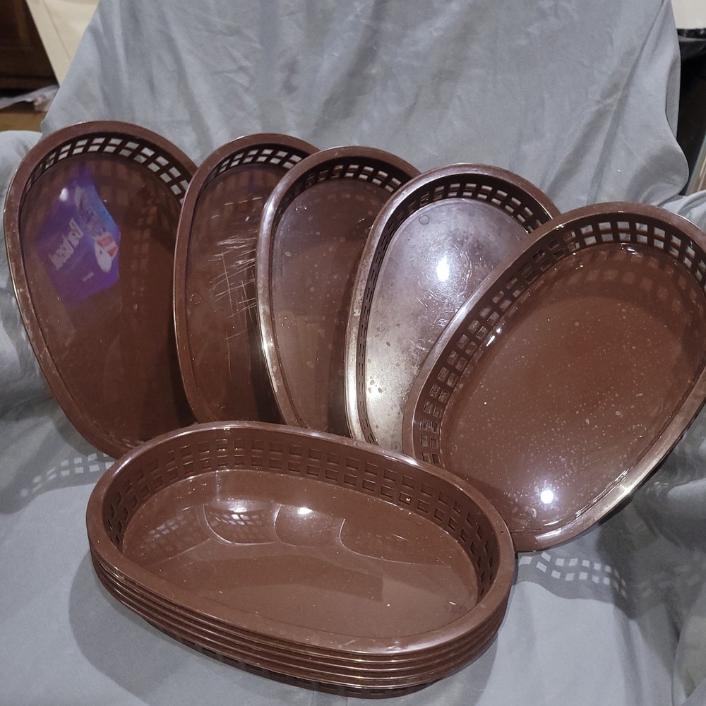 Restaurant Oval Fast Food Service Baskets Brown 12 ct